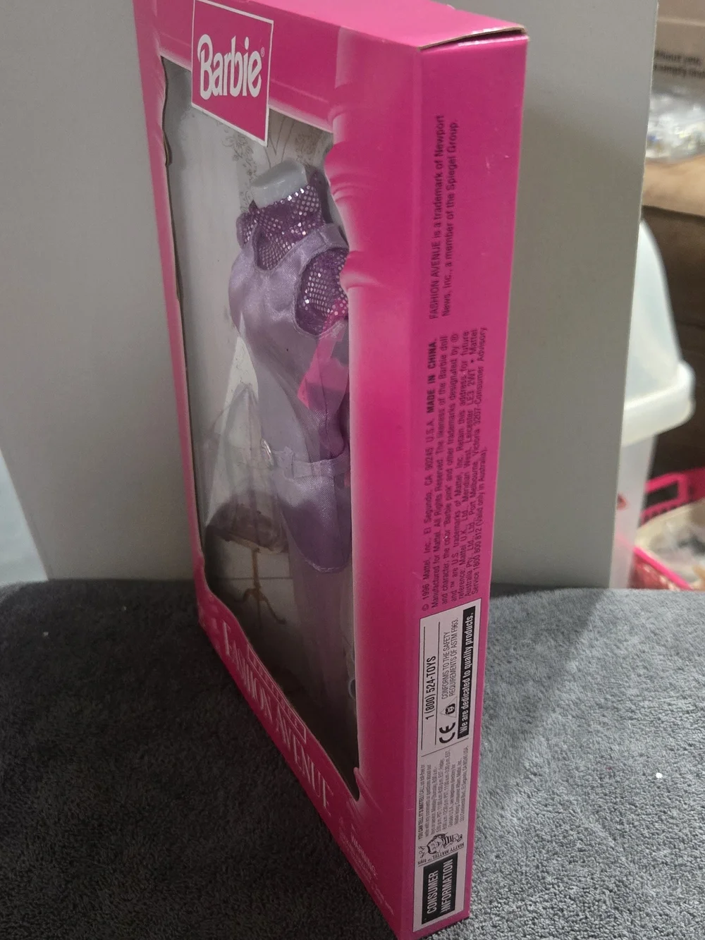 1996 Barbie Fashion Avenue Boutique Purple Sparkle Mini Dress Outfit 14980 NIB